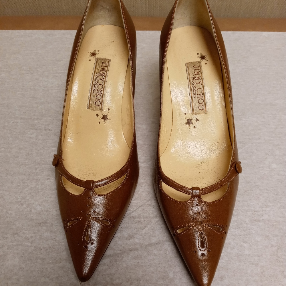 JIMMY CHOO eyelet leather pumps